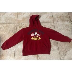 Disneyland Paris Mickey Mouse Hoodie Kids 8A Red VGUC Fits US 5/6